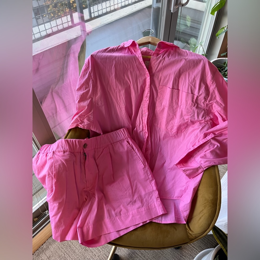 2 piece Pink Button Up Set